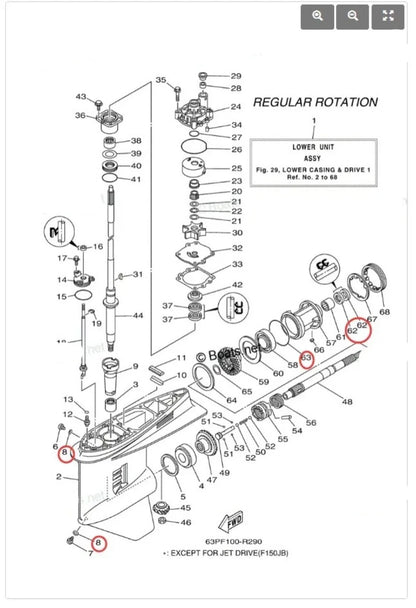 Propeller Shaft Seal Kit for Yamaha 2/4-Str (93101-30M17, 91490-40030)