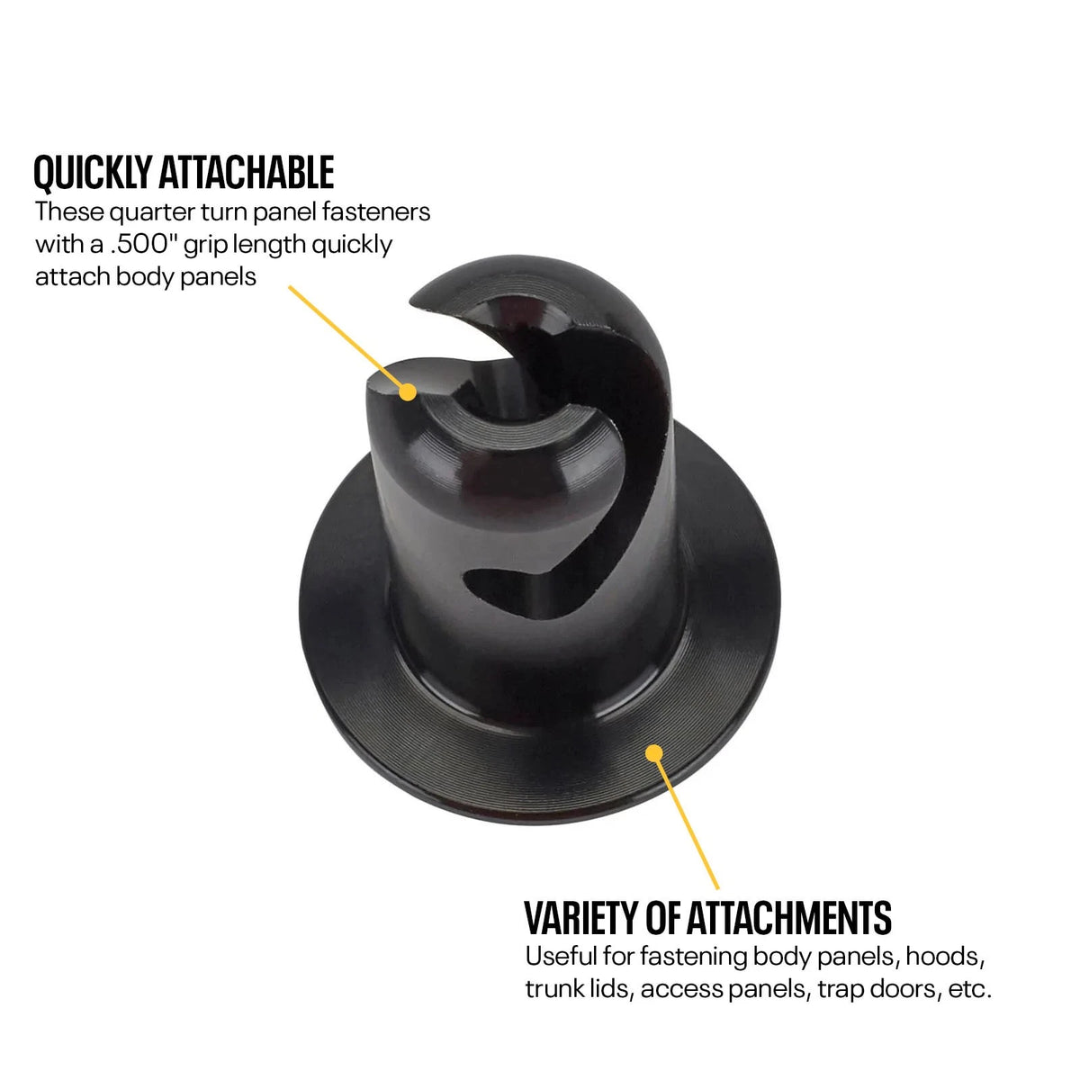 Pack of 10 Black Aluminum Quarter Turn Panel Fasteners 91007153
