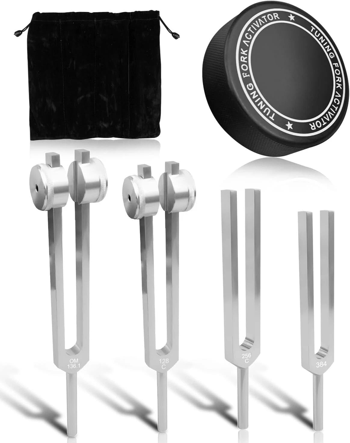 Set of 3 Resonance Tuning Forks for Healing (c128Hz, om136.1Hz, c256Hz)