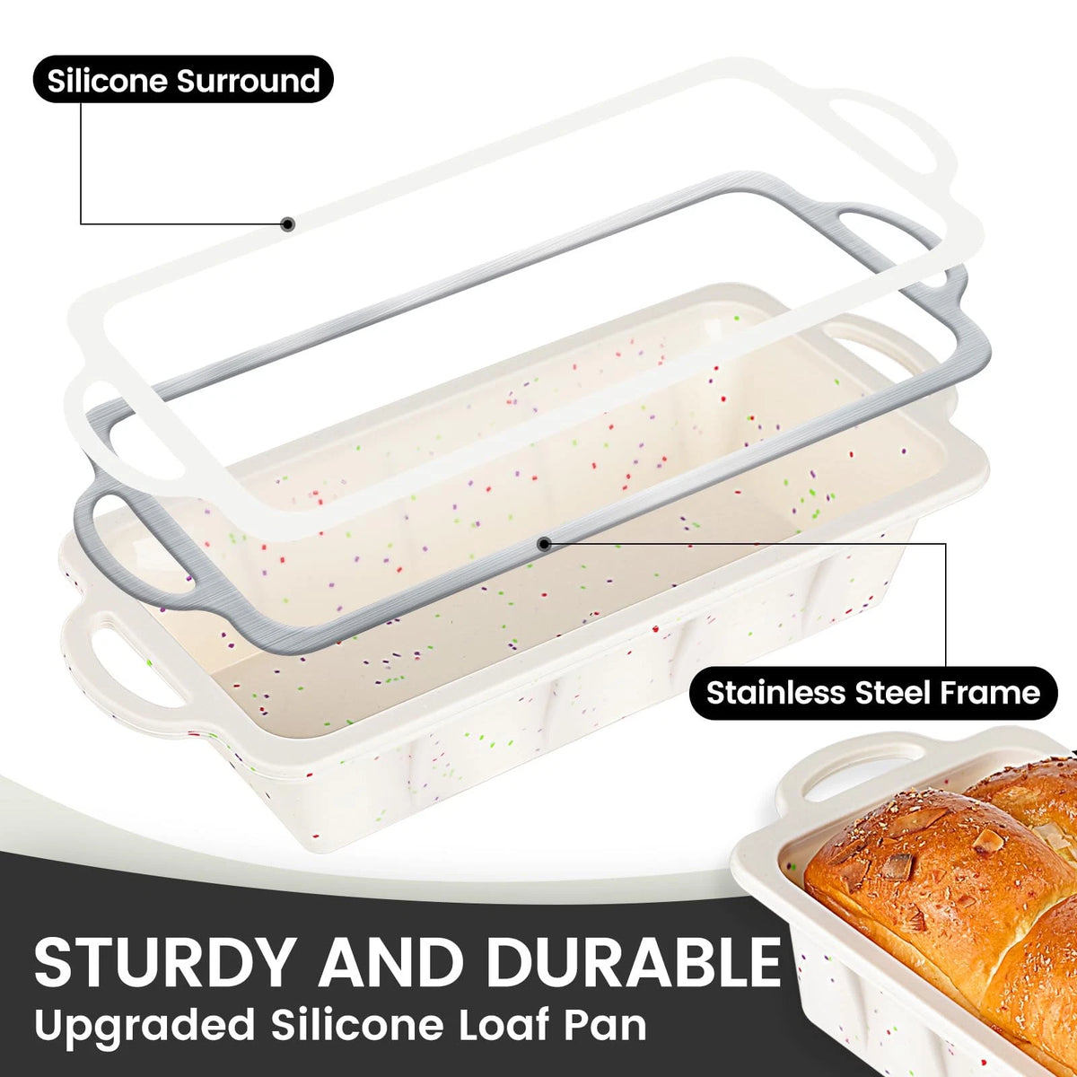 2X Silicone Bread Loaf Pan with Metal Reinforced Design