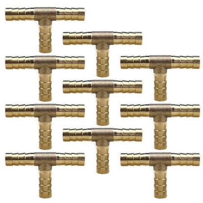 5 Pieces 5/16" (8mm) Hose Barb Tee Brass Pipe 3 Way T Fitting