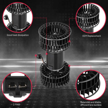 AC Heater Blower Motor w/ Fan Cage for Volvo VHD (2004–2005), VNL VT (2006–2009)