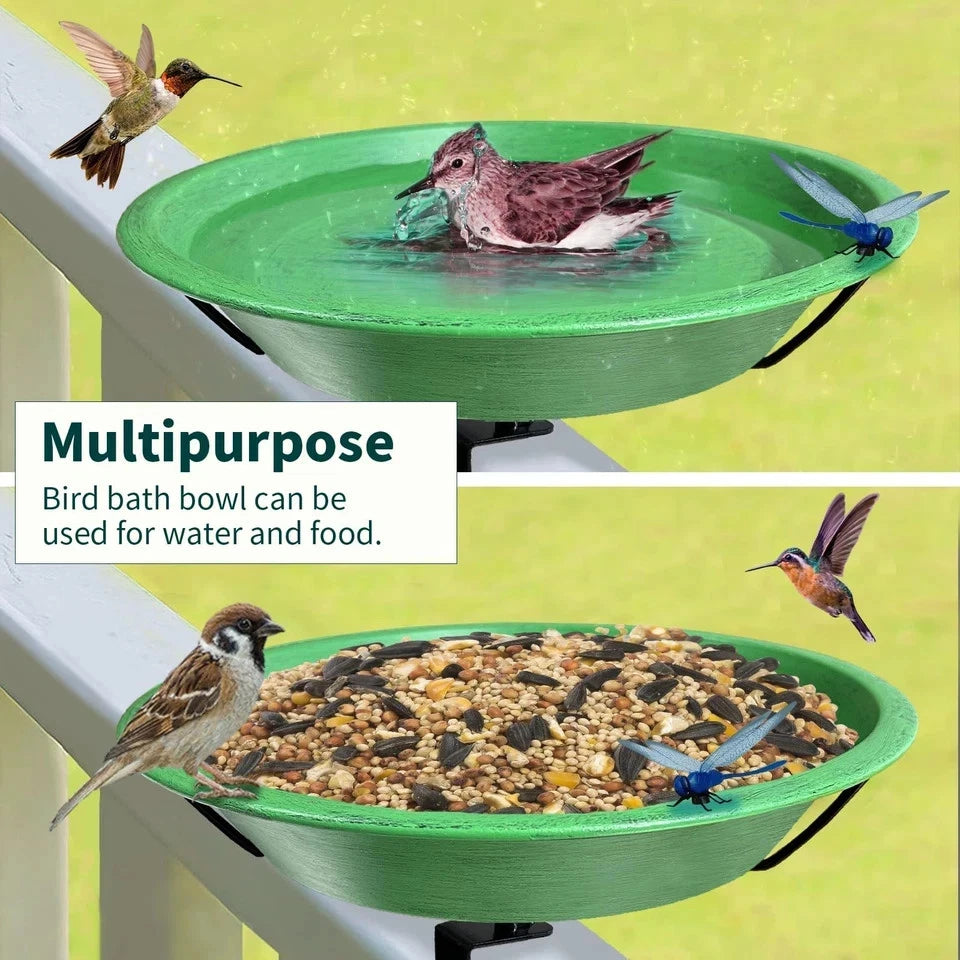 12 Inch Metal Bird Bath Bowl for Deck Mounting