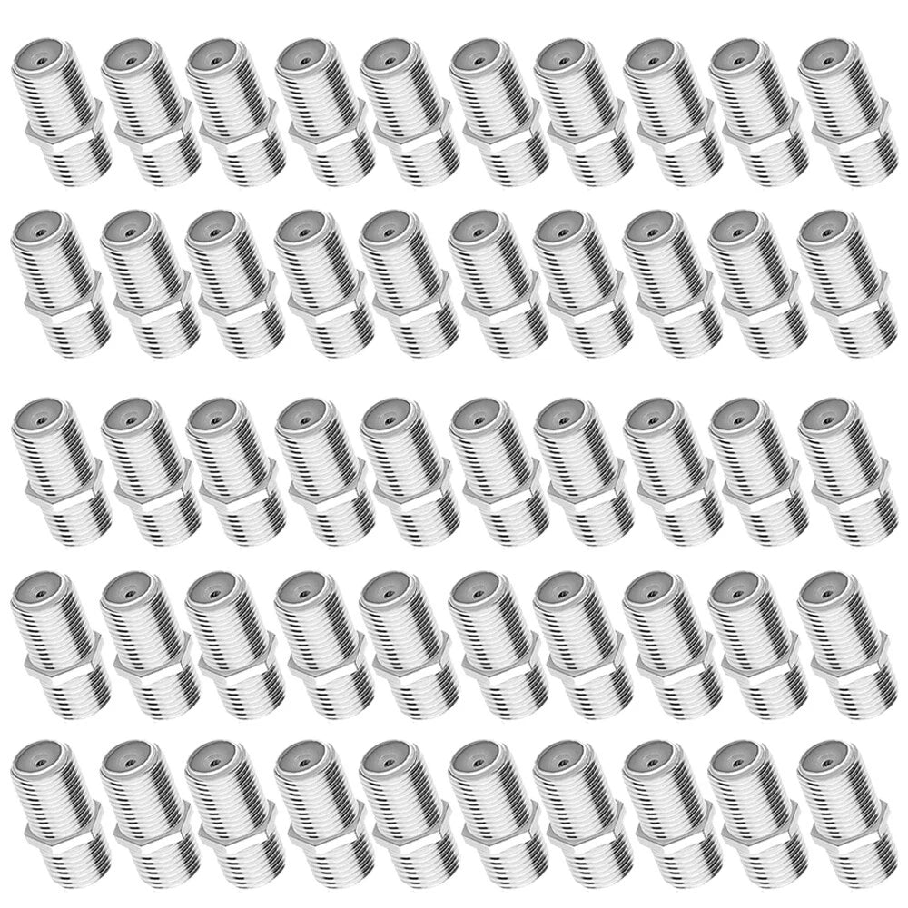 50Pcs F Type Coaxial Cable Coupler Female Jack Adapter Connector