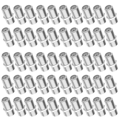 50Pcs F Type Coaxial Cable Coupler Female Jack Adapter Connector
