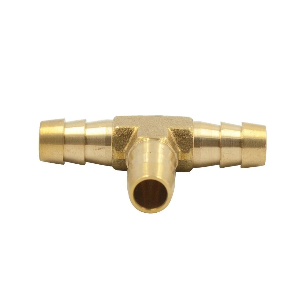 Set of 5 Brass Hose Barb Tee 1/4" x 1/4" x 1/4" Barbed Fittings