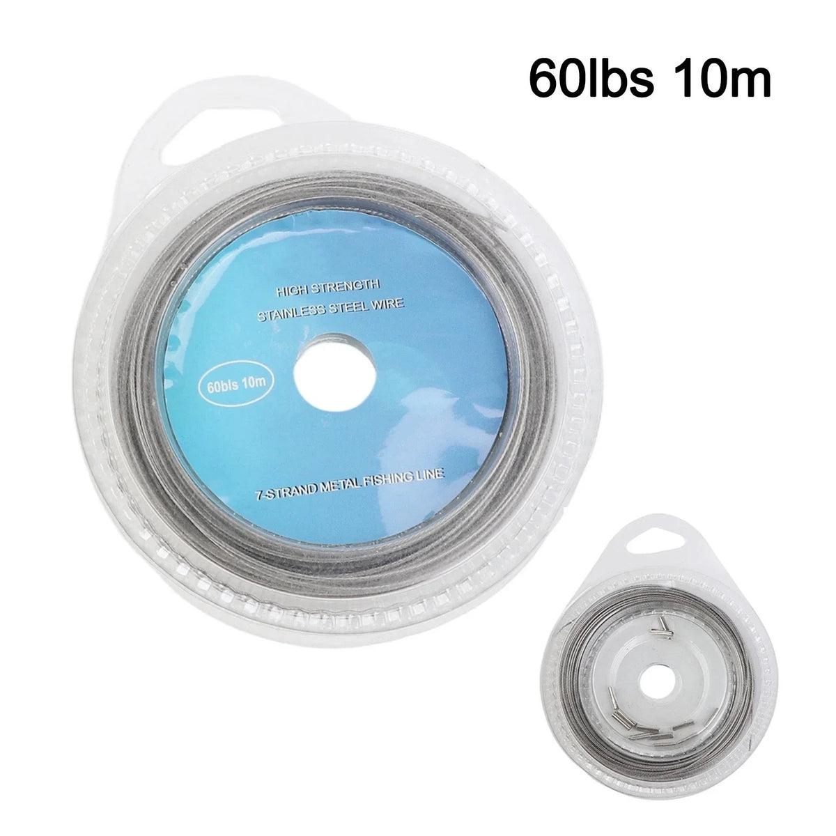 7 Strand Steel Wire Fishing Leader Line with Nylon Coating & 12 Connectors