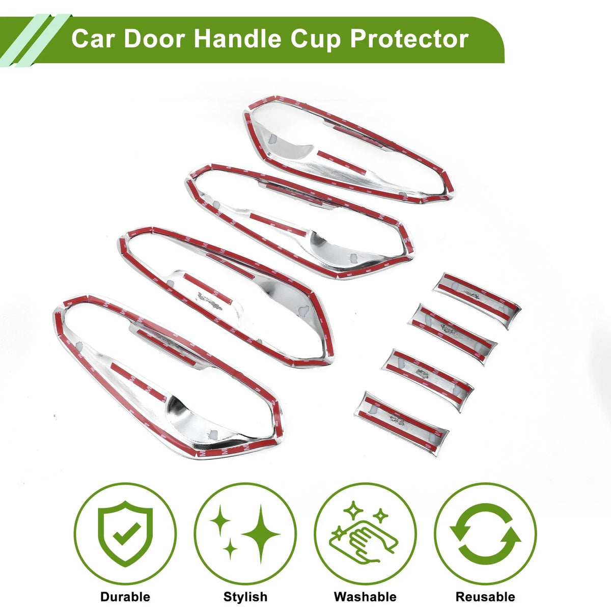 Door Handle Cup Protector for Ford Fusion Mondeo (2013–2018) Silver Tone