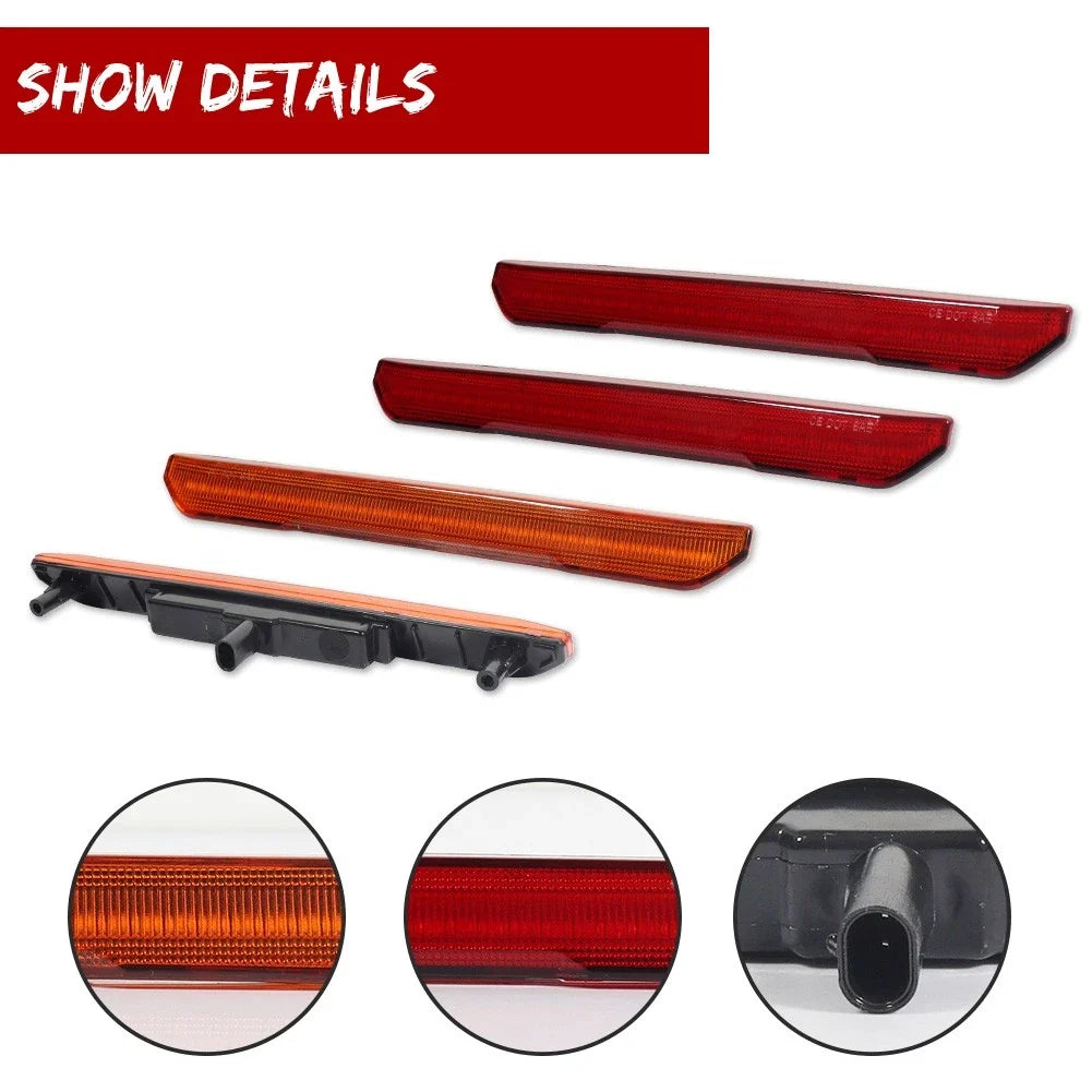 Set of 2 LED Front Amber & Rear Red Side Marker Lights for GMC Sierra 2500 3500 (2020–2024)