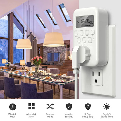 Programmable Digital Timer Switch Outlet for Various Applications