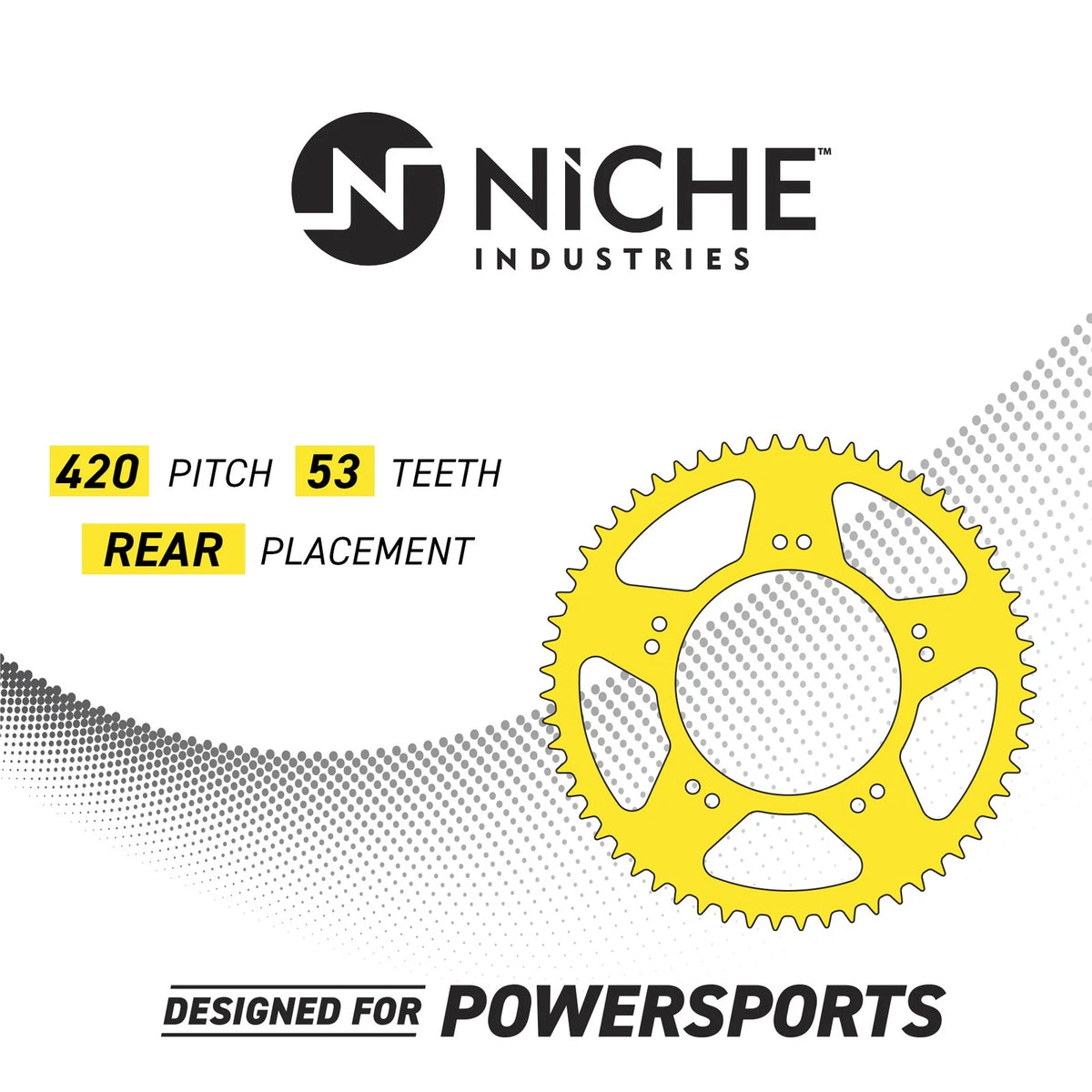 NICHE 420 Pitch 53 Tooth Rear Drive Sprocket for Derbi Senda R50 SM50 (519-CDS2435P)