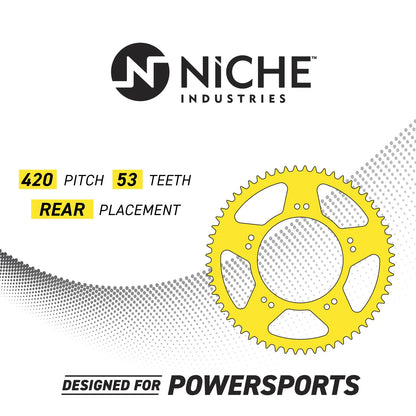 NICHE 420 Pitch 53 Tooth Rear Drive Sprocket for Derbi Senda R50 SM50 (519-CDS2435P)