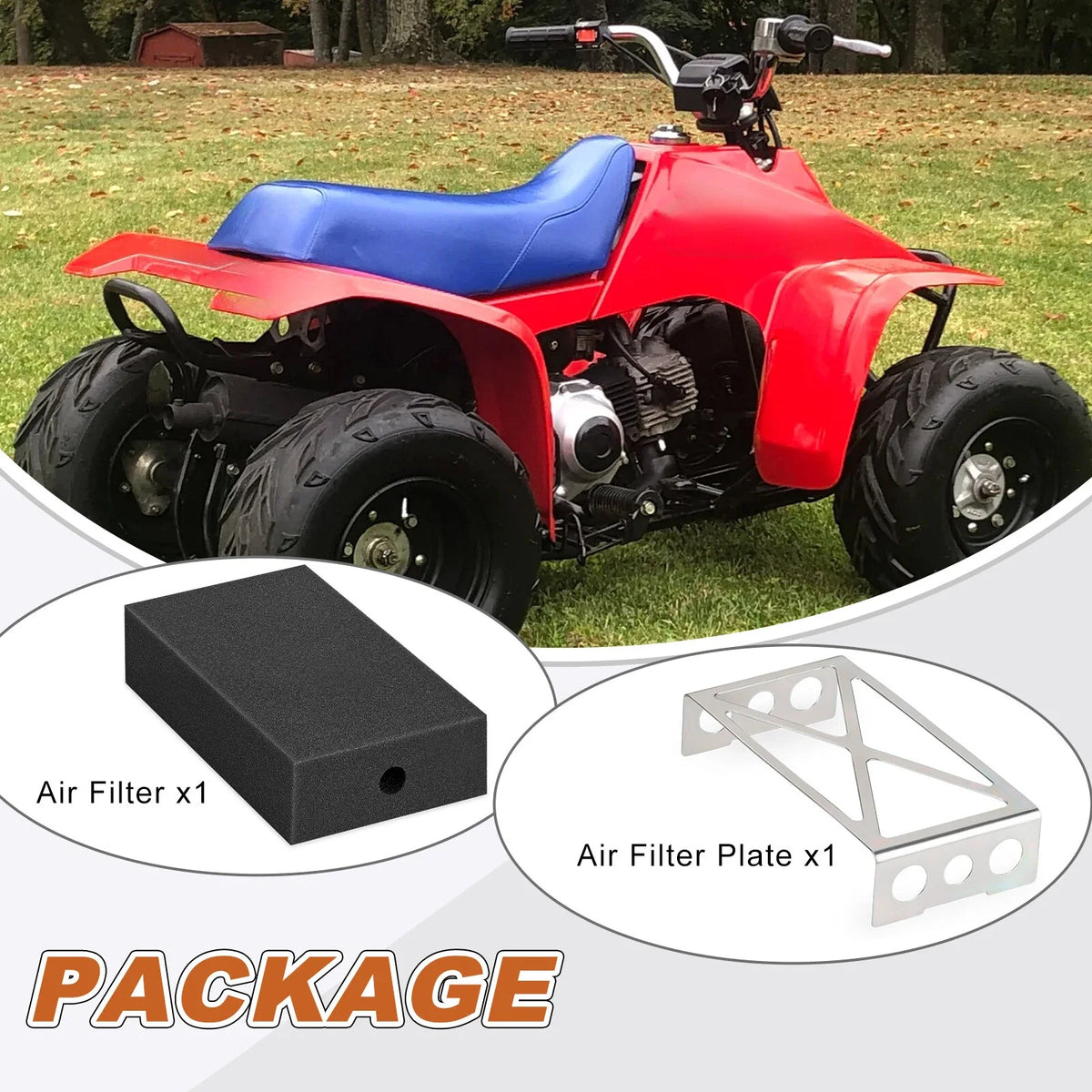 Air Filter Cleaner Element & Mount Plate for Honda CT70 (1991–1994) TRX70 (1986–1987)
