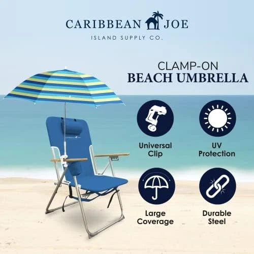 4ft Beach Chair Umbrella for Caribbean Joe - Adjustable, Bold Stripe