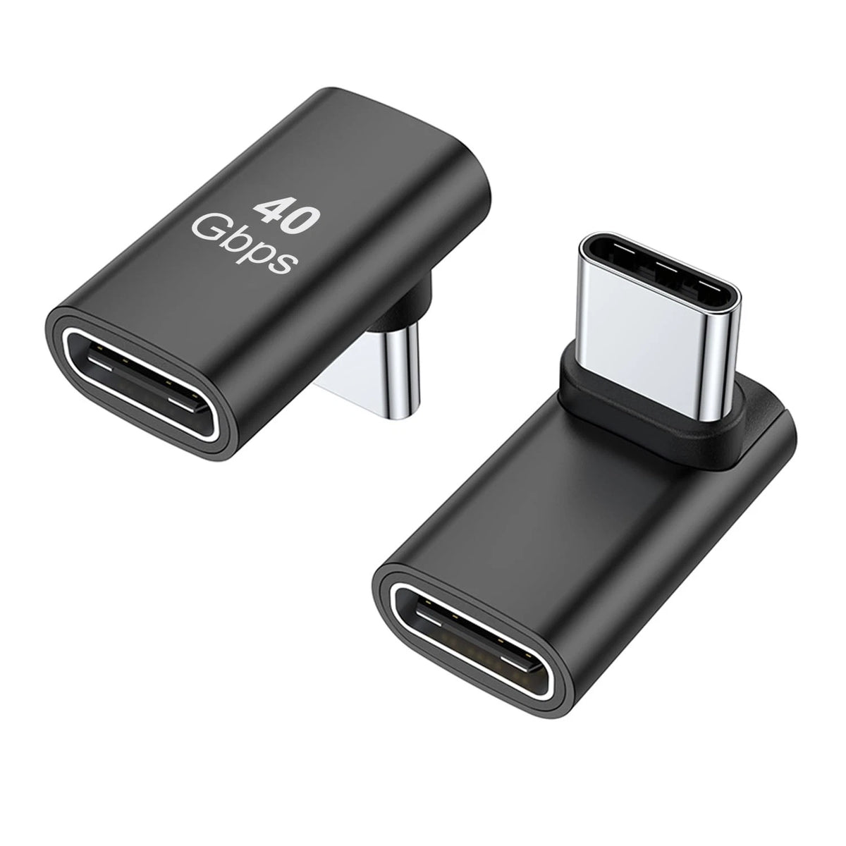 2X Right Angle USB-C Male to Female Adapter for Universal Use
