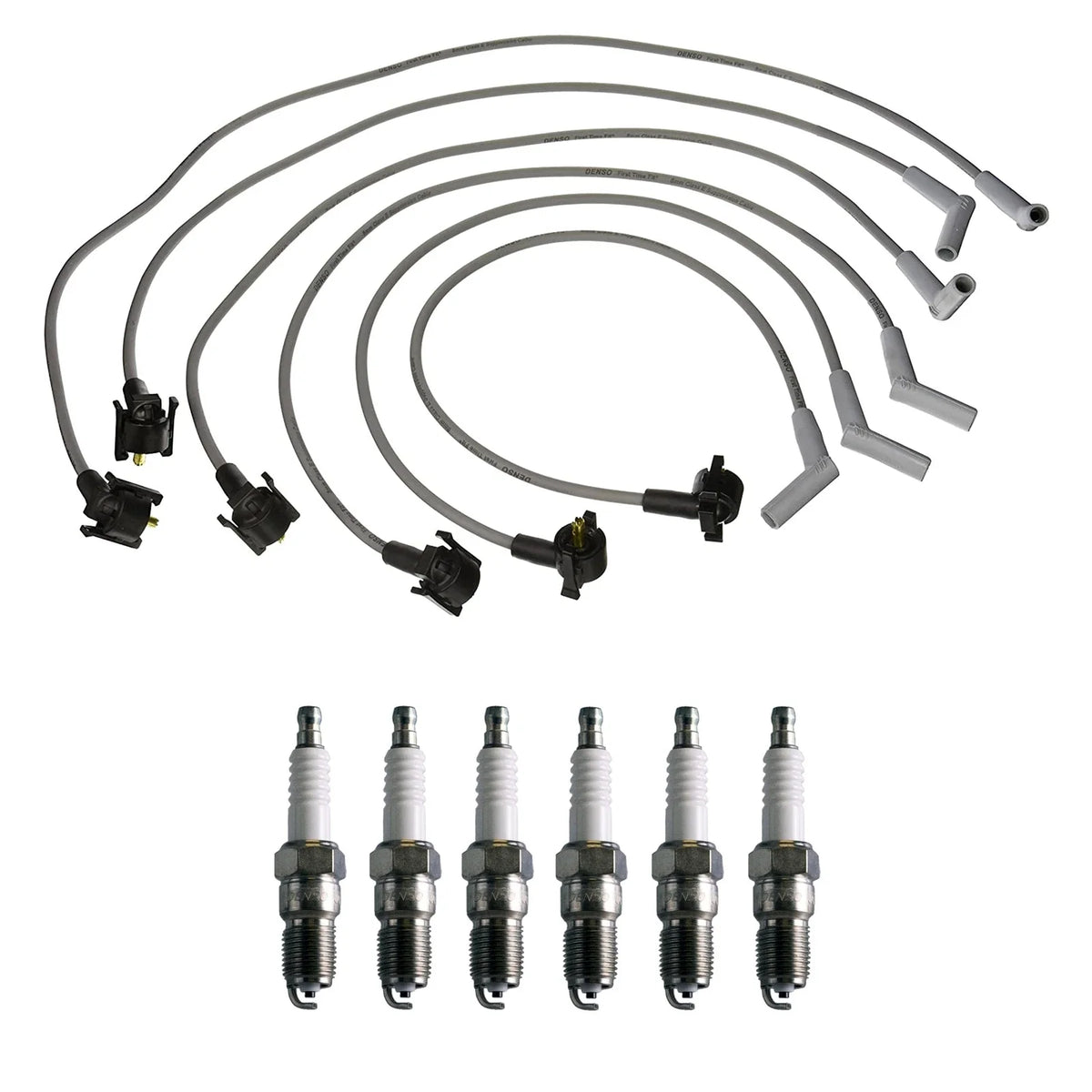 Denso 8mm Wire Set & 6 U-Groove Spark Plugs Kit for Ford 4.2L V6