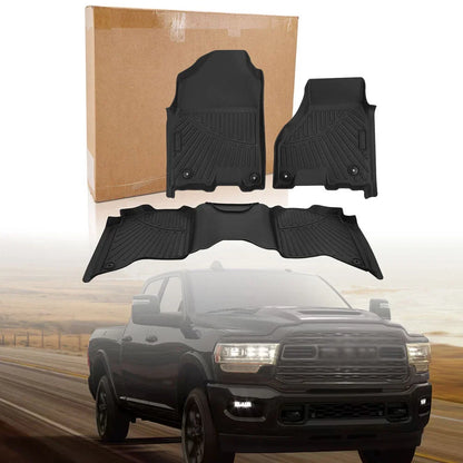 Set of 2 TPE Floor Mats Liners for Dodge Ram 2500 3500 Crew Cab (2019–2024)