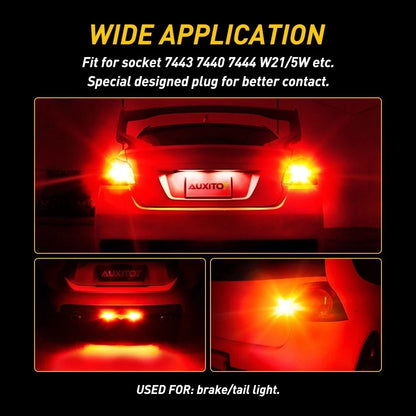 2X AUXITO 3157 3156 LED Red Brake Turn Signal Light Bulb CANBUS Anti Hyper Flash