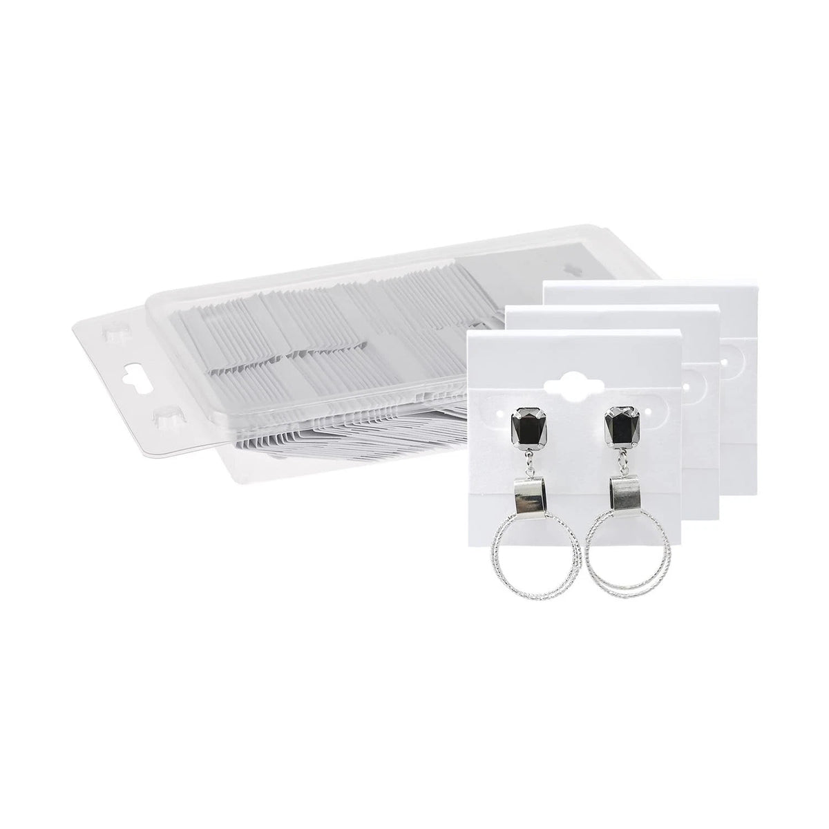 2X White Hanging Earring Cards 2"W x 2"H for Jewelry Display
