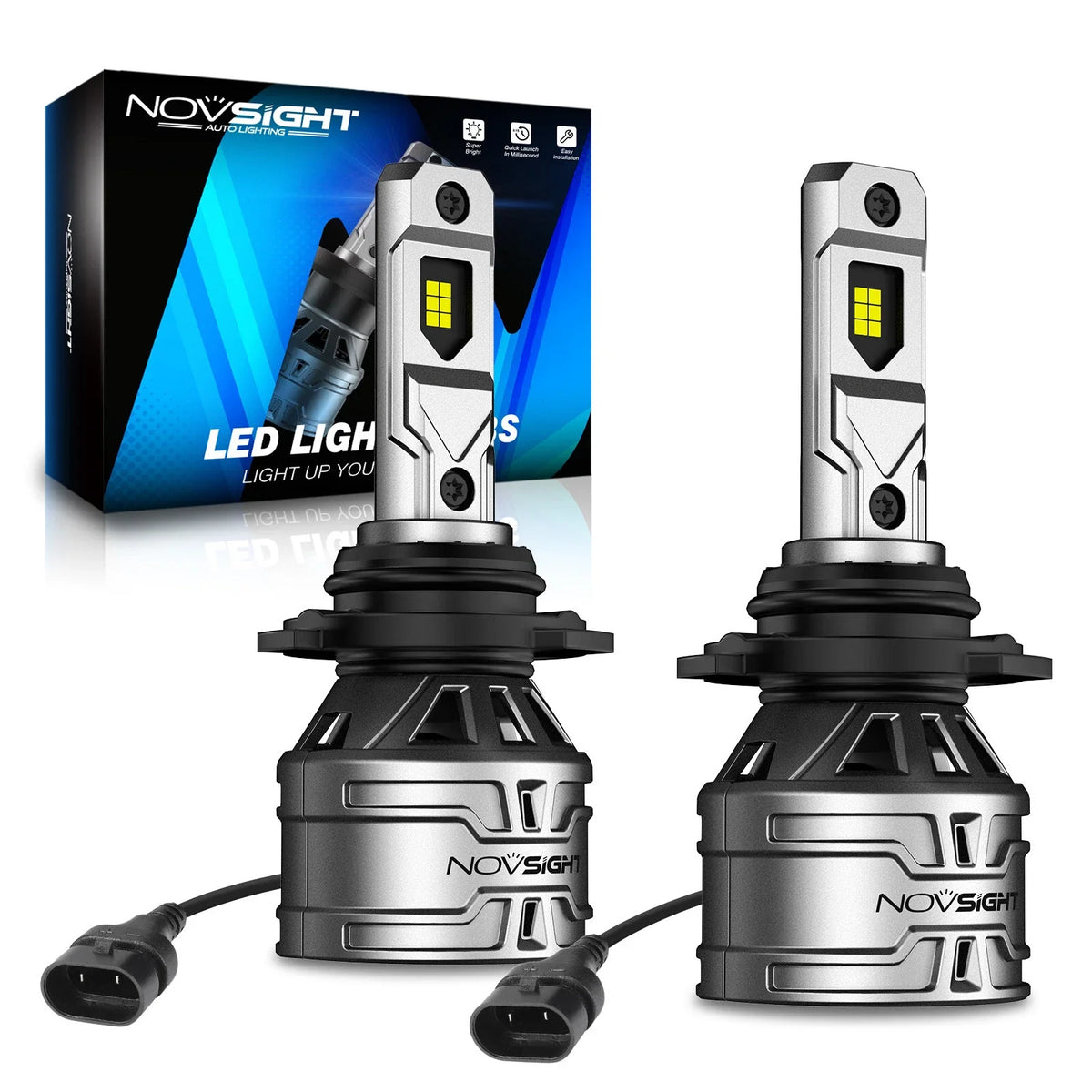 Set of 4 NOVSIGHT 9005 H11 LED Headlight Bulbs 6500K for High Low Beam