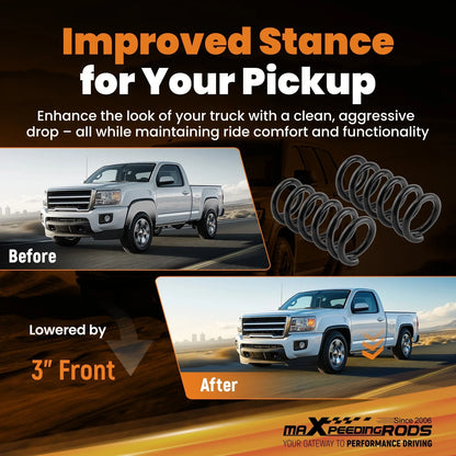 3" Front Drop Coil Springs Lowering Kit for Chevy GMC C1500 2WD (1988–1998)