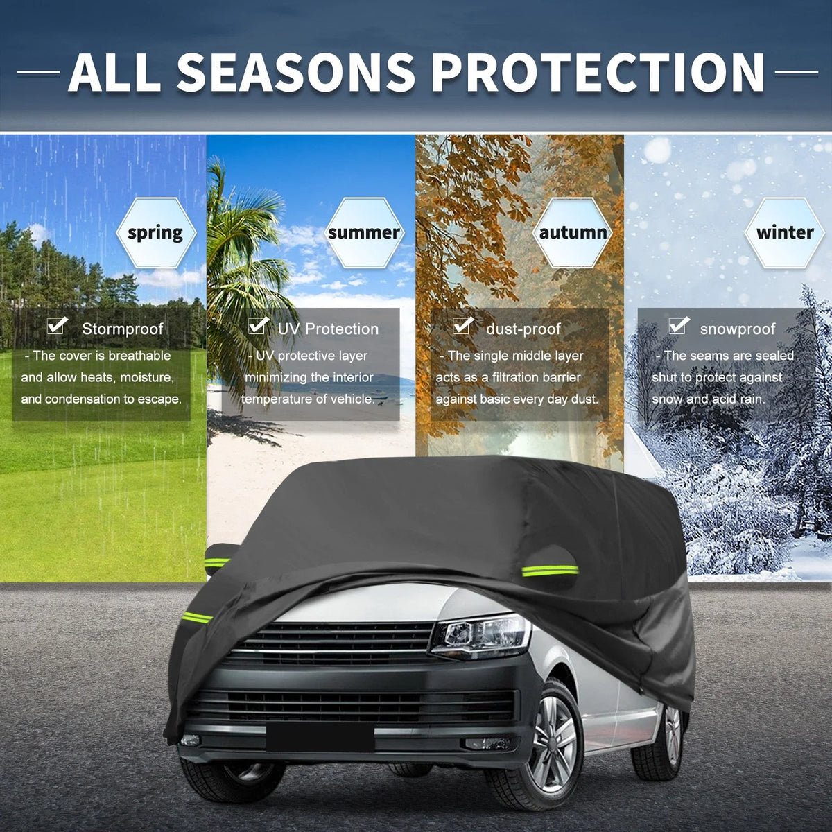 Waterproof 210D-PU Car Cover for Volkswagen Transporter T6 (2015–2019)
