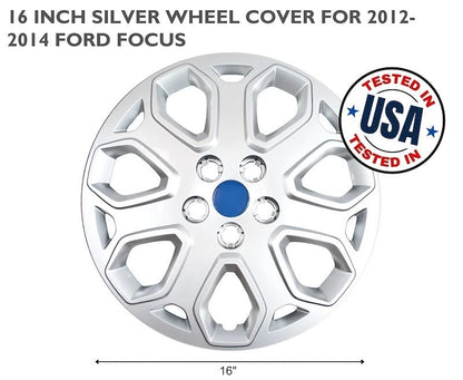 Set of 4 Snap On Silver 16" Wheel Hub Caps for Ford Focus (2012–2014) 46316S