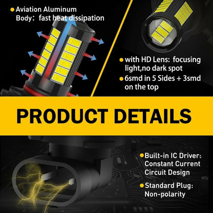 Set of 2 HB4 LED Fog Light Bulbs for Toyota Tundra (2000–2006) RAV4 (2001–2005)