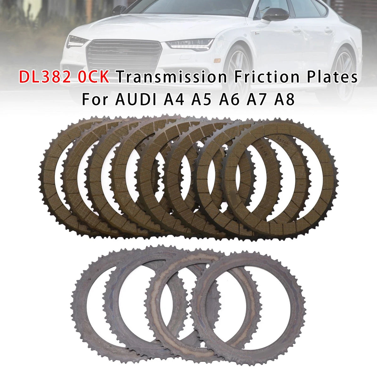 Set of 4 Friction Plates for Audi A4 A5 A6 A7 A8 (0CK, DL382)