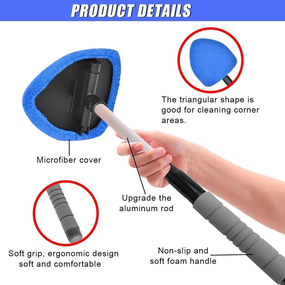 Windshield Cleaning Tool Kit for Cars - Extendable Wiper Cleaner Brush Pad