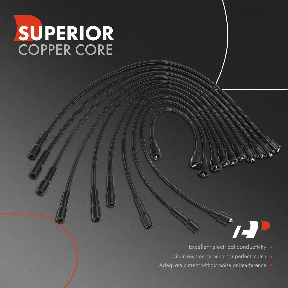 10x Spark Plug Wire Set for Dodge Ramcharger Charger Challenger (1974) 3837 999, 671-8123, 6718123