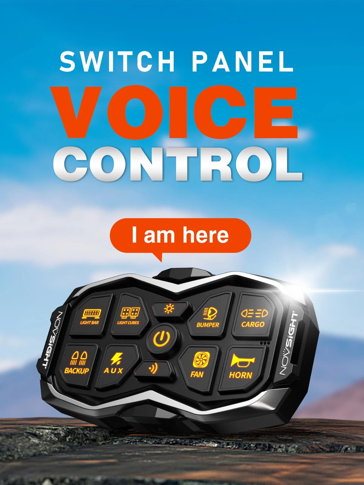 8 Gang Switch Panel for Voice Control (12/24V) - NOV A500-SP2-8YX