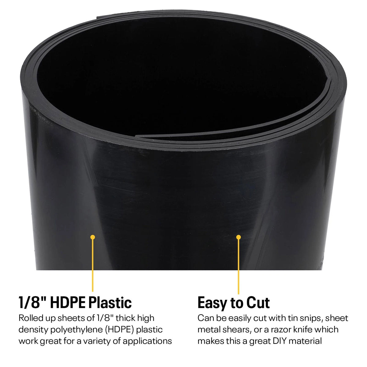 Colored Plastic HDPE Sheet 10 Ft Rolled 1/8 Inch Thick White
