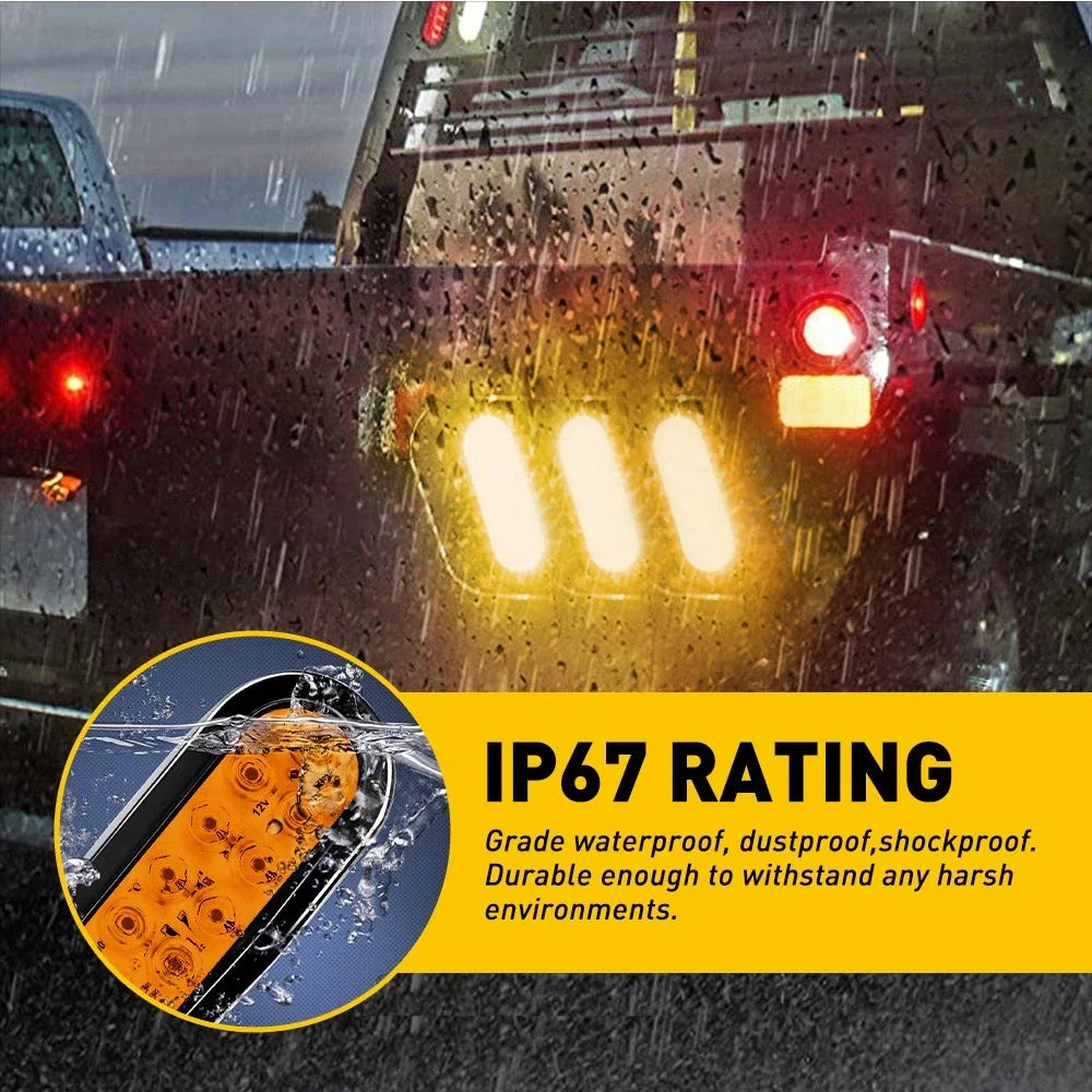 Set of 2 Amber Oval 24 LED Turn Tail Signal Lights for Truck