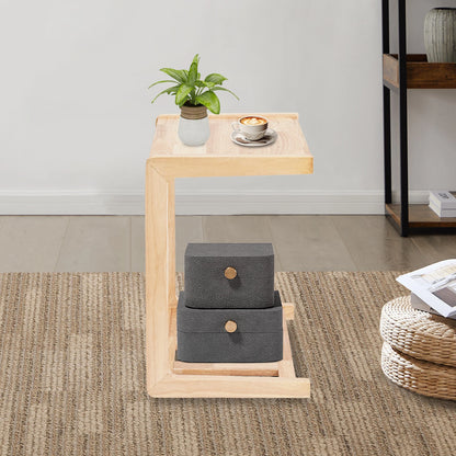 C-shaped End Table with 4 Universal Wheels for Home Use
