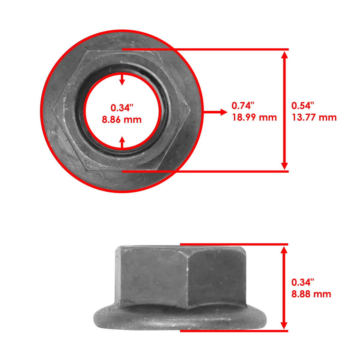 Steering Stem Shaft and Nut for Yamaha Raptor 700 (1S3-23813-00-00, 90185-14070-00)
