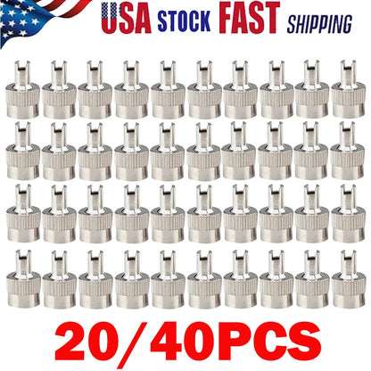 2X Schrader Silver Metal Tire Valve Cap Seal Stem Core Remover Tool