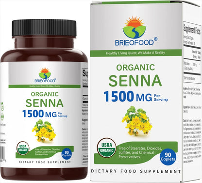 Organic Senna 1500mg for Dietary Supplement (45 Servings, Vegetarian)
