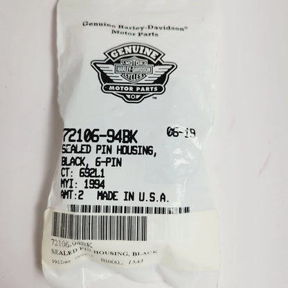 2X Sealed Pin Housing 6-Pin Black for Harley-Davidson (72106-94BK)