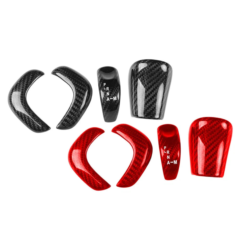 4Pcs Carbon Fiber Gear Shift Knob Cover Trim for Nissan GTR R35 (2017–2022)