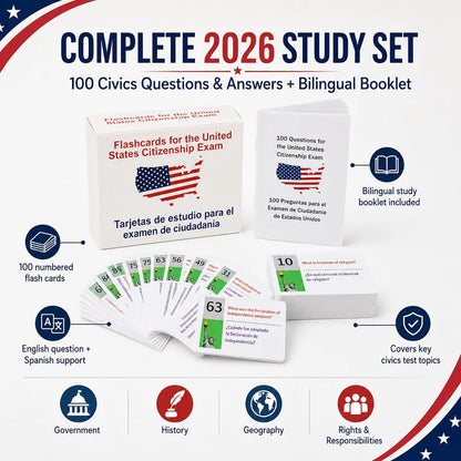 US Citizenship Flash Cards 2026 (3.5 x 2.5 inches, White)