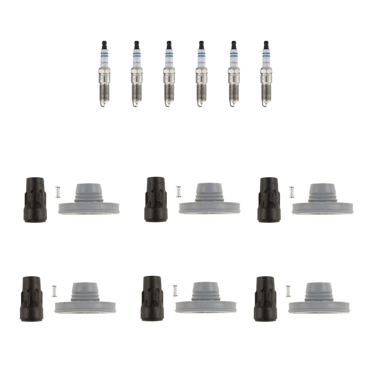 Set of 6 Double Iridium Spark Plugs & Denso Coil Boot Kit for Ford Explorer F-150 V6
