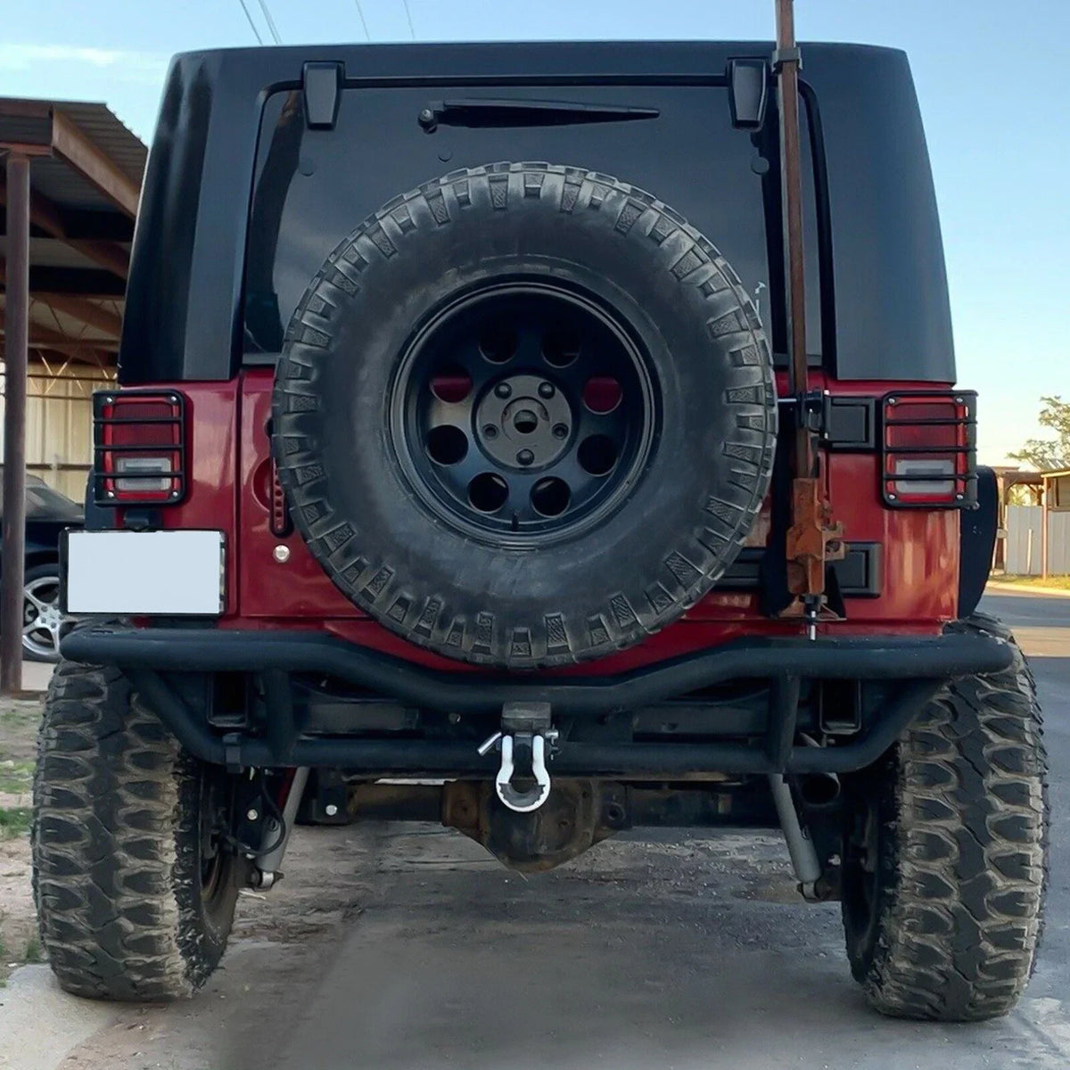 Textured Rear Bumper Guard w/ Receiver Hitch for Jeep Wrangler JK (2007–2018)