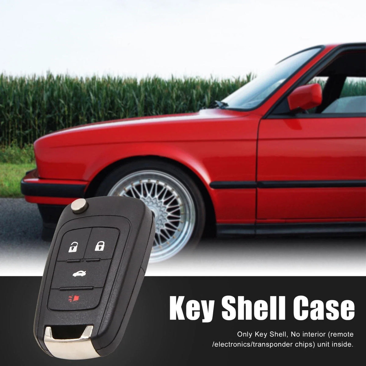 Replacement Key Shell Case for Chevrolet Cruze (2011–2016) - 4 Button Black