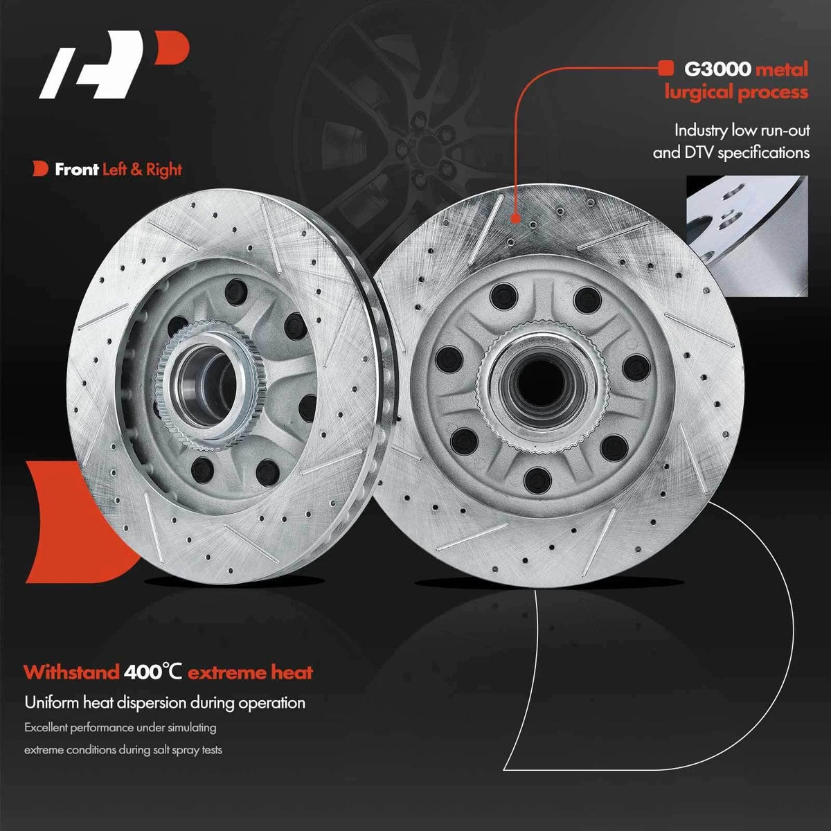 Front Drilled Brake Rotors for Ford F-150, F-250 (2000–2003)