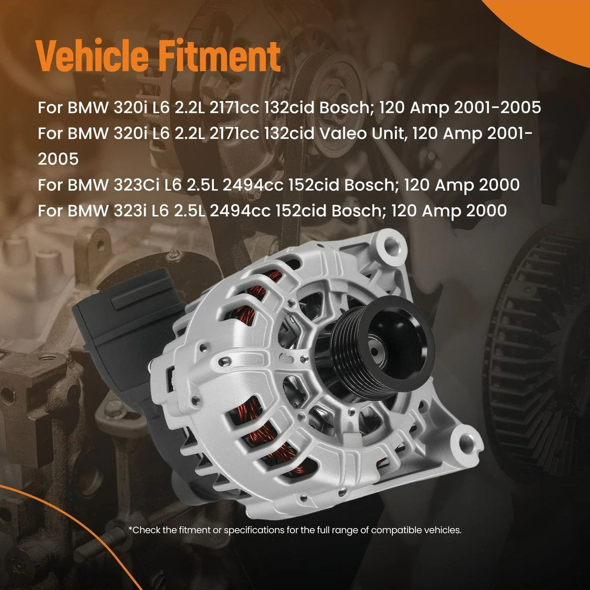 120A Alternator for BMW 320i 325Ci (2001–2006) 12317510599