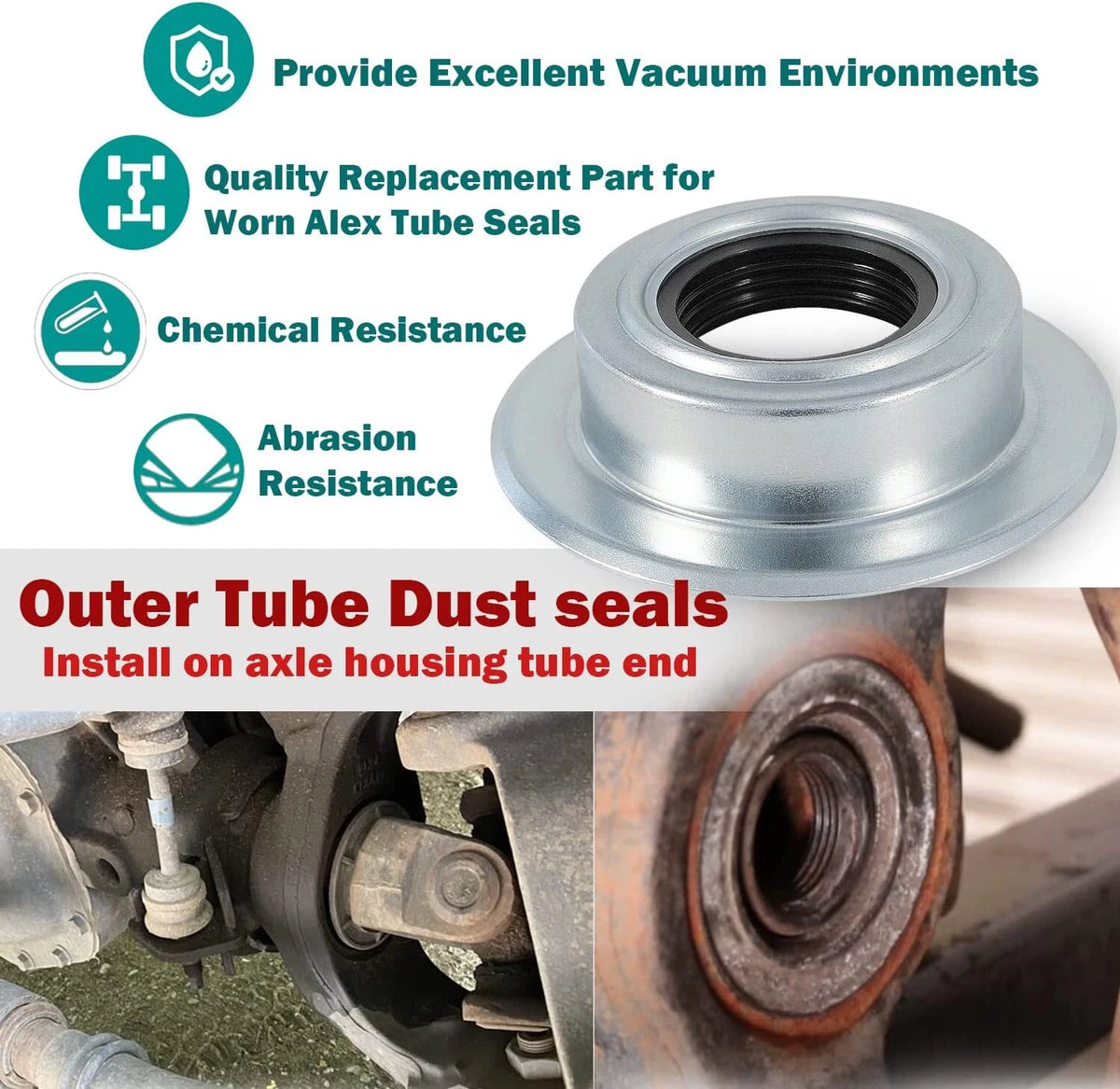 Front Outer Axle Vacuum Inner Knuckle Seal for Ford Super Duty F250 F350 (1999–2007) - 98autoR49, #2014835, 54983