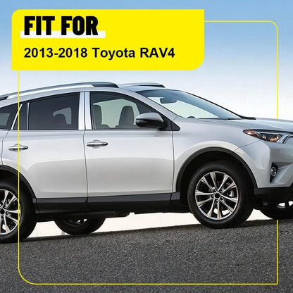 Set of 8 Chrome Exterior Window Pillar Post Trim Covers for Toyota RAV4 (2013–2018)