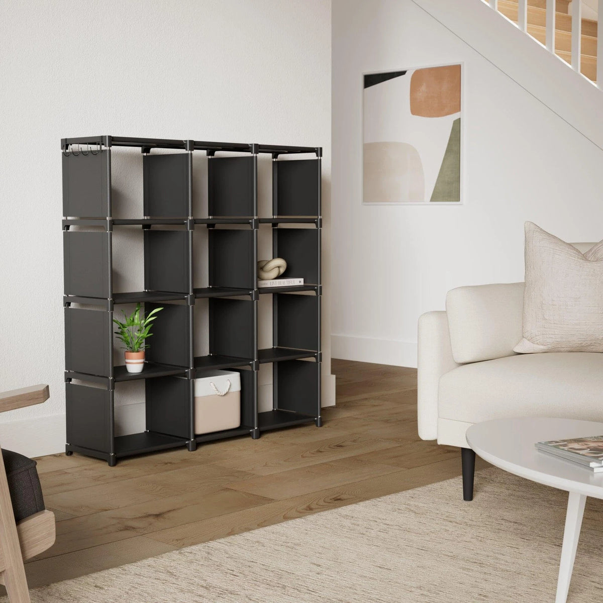 12-Cube Storage Organizer for Mavivegue Book Shelf (DIY, Black)