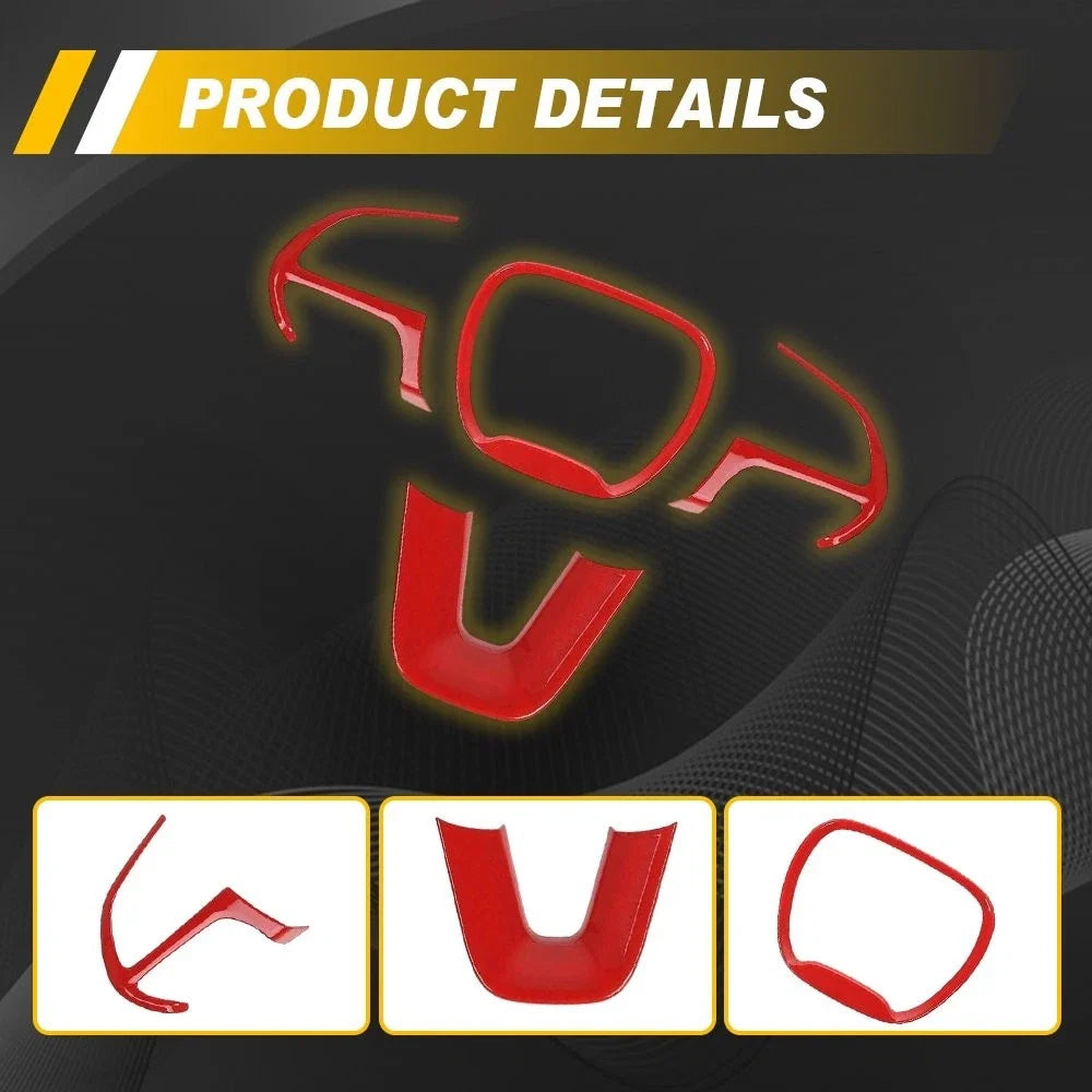 Steering Wheel Trim Cover for Dodge Challenger Charger Durango (2014–2023) Red